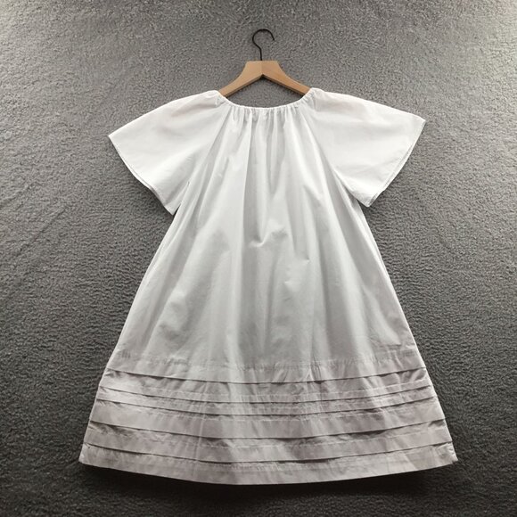 Madewell Poplin Flutter-Sleeve Pintuck Mini Dress Eyelet White XS - Picture 4 of 5